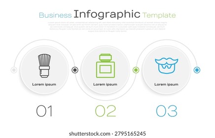 Set line Shaving brush, Aftershave and Mustache and beard. Business infographic template. Vector