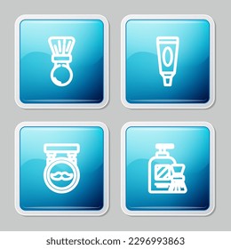 Set line Shaving brush, Cream or lotion cosmetic tube, Barbershop and gel foam and icon. Vector