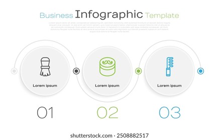 Cepillo de afeitar, gel o cera para peinado y cepillo de pelo. Plantilla de infografía de negocios. Vector