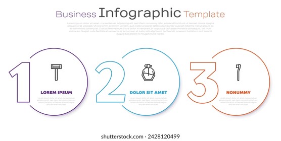 Set line Shaving razor, Perfume and Toothbrush. Business infographic template. Vector
