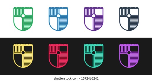 Set line Shield for game icon isolated on black and white background.  Vector Illustration