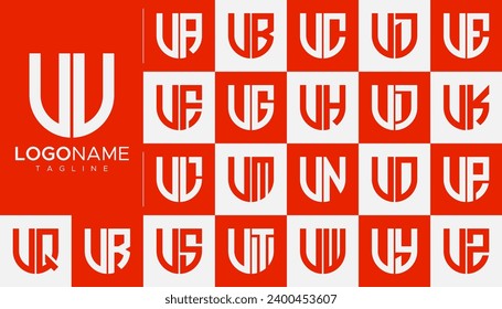 Set-Line-Schild Buchstaben V VV Logo-Design-Branding
