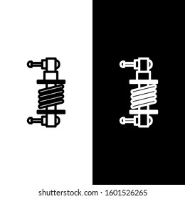Set line Shock absorber icon isolated on black and white background.  Vector Illustration
