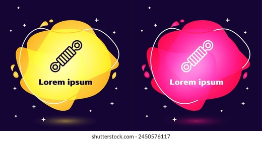 Set line Shock absorber icon isolated on blue background. Abstract banner with liquid shapes. Vector