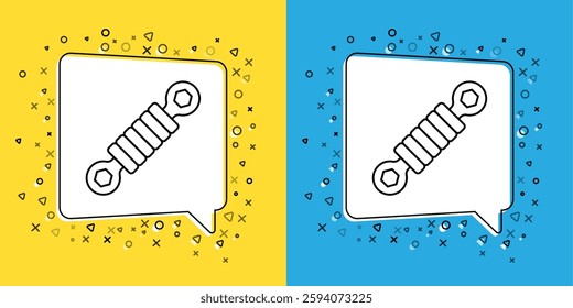 Set line Shock absorber icon isolated on yellow and blue background.  Vector