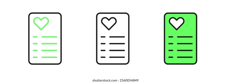 Set line Shopping list icon isolated on white background.  Vector