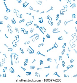 Fijar la tubería Shower, Mop y la tubería metálica de la industria en un patrón sin fisuras. Vector