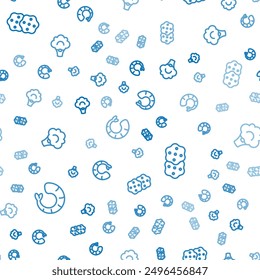 Set line Shrimp, Cracker biscuit and Broccoli on seamless pattern. Vector