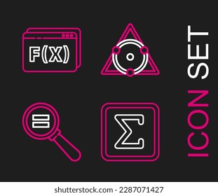 Sigma-Symbol, Berechnung, Dreieck-Mathematik und Funktionsmathematik festlegen. Vektorgrafik