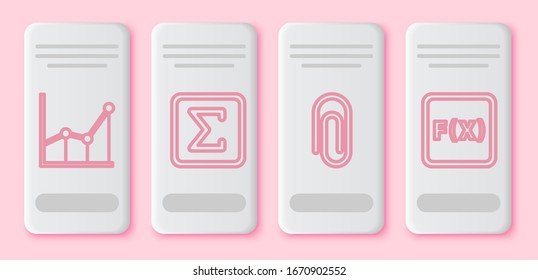 Set line Sigma symbol, Geometric figure Square, Book with word mathematics and Equation solution. White rectangle button. Vector