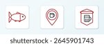 Set line Signboard with glass of beer, Fish and Alcohol or bar location icon. Vector
