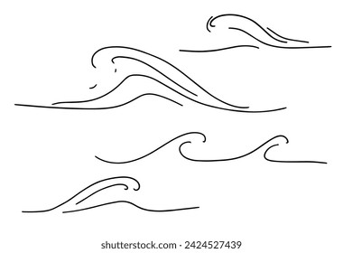 Set of line with simple wave doodles.