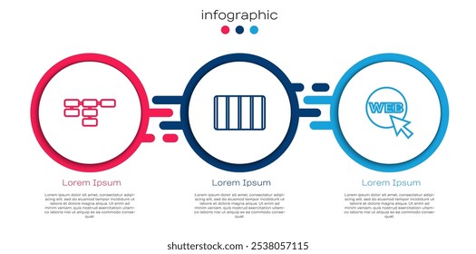 Set line Site map, Color palette guide and Web and graphic design. Business infographic template. Vector
