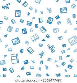Set line Sketchbook or album, Site map and Web development on seamless pattern. Vector