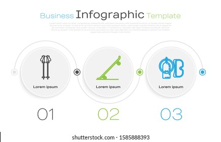 Set line Ski poles, Skateboard and Diving mask and aqualung. Business infographic template. Vector