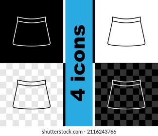 Set line Skirt icon isolated on black and white, transparent background.  Vector