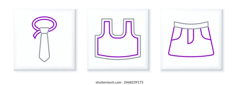 Set line Skirt, Tie and Undershirt icon. Vector