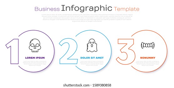 Set line Skull , Ghost  and Vampire teeth . Business infographic template. Vector