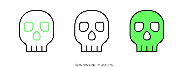 Set line Skull icon isolated on white background. Happy Halloween party.  Vector