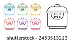 Set line Slow cooker icon isolated on white background. Electric pan. Set icons colorful. Vector