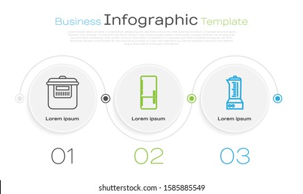 Set line Slow cooker , Refrigerator  and Blender . Business infographic template. Vector