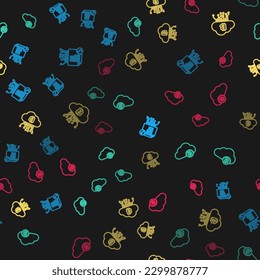 Set line Smart contract, Cryptocurrency cloud mining,  and  on seamless pattern. Vector