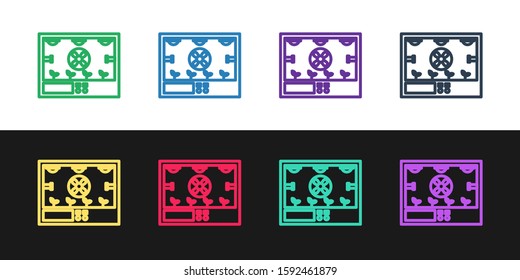 Set line Smart farming technology - farm automation system icon isolated on black and white background.  Vector Illustration