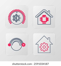 Set line Smart home settings, Thermostat,  and  icon. Vector