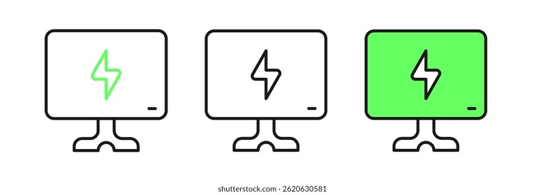Set line Smart Tv icon isolated on white background. Television sign.  Vector