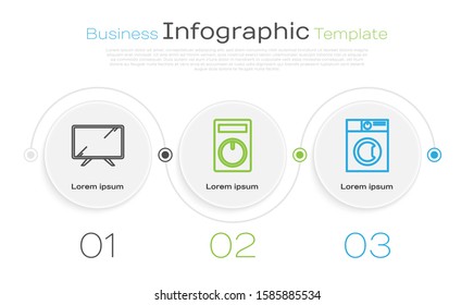 Set line Smart Tv , Remote control and Washer . Business infographic template. Vector