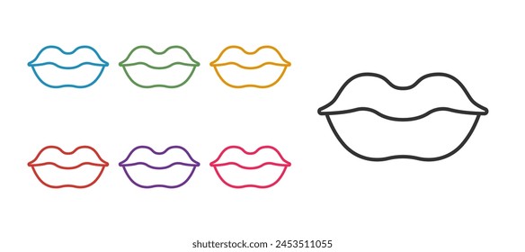Icono de labios sonrientes aislado sobre fondo blanco. Símbolo de sonrisa. Establecer iconos coloridos. Vector