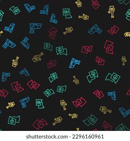 Set line Sneakers, Speech bubble chat, Bong and  on seamless pattern. Vector