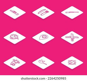 Fijar la línea de la vista óptica del francotirador, Bow y flecha en quiver, Cazando pistola, Pato volador en escudo, lugar, Cuchillo de caza cruzado, ciervo con cruz e icono. Vector