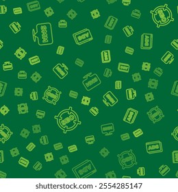 Set line Social media marketing, SEO optimization and Advertising on seamless pattern. Vector