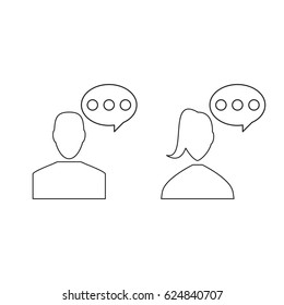 Set of line social network user profile chat icons vector illustration icon