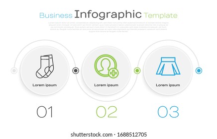 Set line Socks, Create account screen and Skirt. Business infographic template. Vector