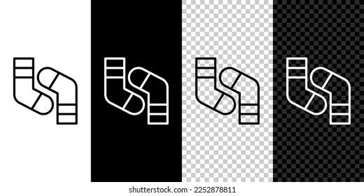 Establecer el icono Socks de línea aislado en fondo transparente, blanco y negro.  Vector