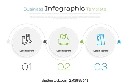 Definir linha Meias, Undershirt e Calças. Modelo de infográfico comercial. Vetor