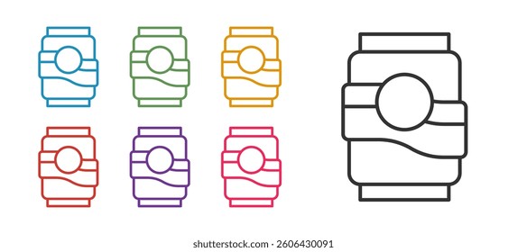 Set line Soda can icon isolated on white background. Set icons colorful. Vector