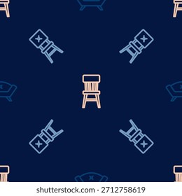 Set line Sofa, Chair and  on seamless pattern. Vector