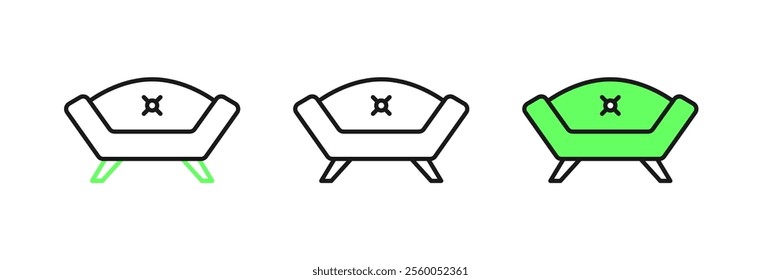 Set line Sofa icon isolated on white background.  Vector