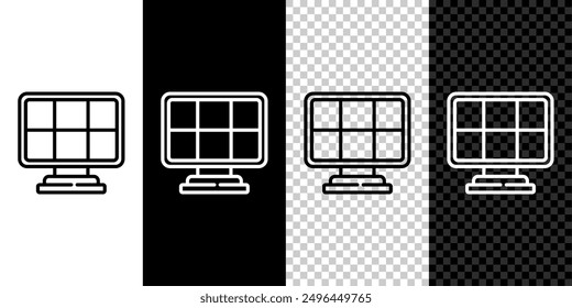 Set line Solar energy panel icon isolated on black and white background.  Vector