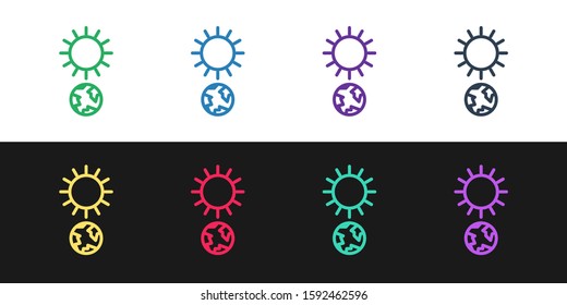 Set line Solstice icon isolated on black and white background.  Vector Illustration