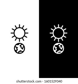 Set line Solstice icon isolated on black and white background.  Vector Illustration