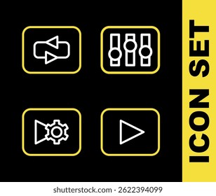 Set line Sound Mixer Controller, Play Taste, Musik oder Video-Einstellungen und Wiederholen Symbol. Vektorgrafik
