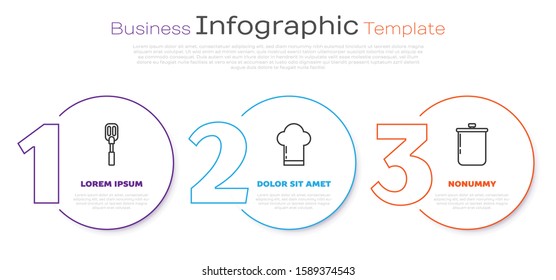 Set line Spatula , Chef hat  and Cooking pot . Business infographic template. Vector
