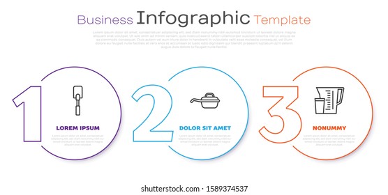 Set line Spatula , Frying pan  and Measuring cup. Business infographic template. Vector