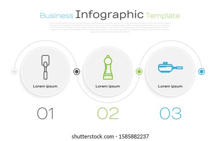 Set line Spatula , Pepper  and Frying pan . Business infographic template. Vector