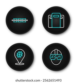 Set line Special forces soldier, Protest, Police assault shield and Barbed wire icon. Vector