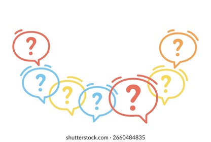 Establecer iconos de burbuja de discurso de línea con signos de interrogación. Concepto de hacer preguntas frecuentes o comunicación. Preguntas frecuentes y solución. Ilustración de fondo de Vector